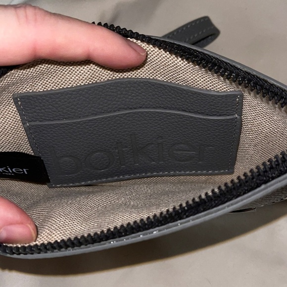 Botkier NY Valentina Charcoal Leather Wristlet Clutch with Silver Detail Botkier